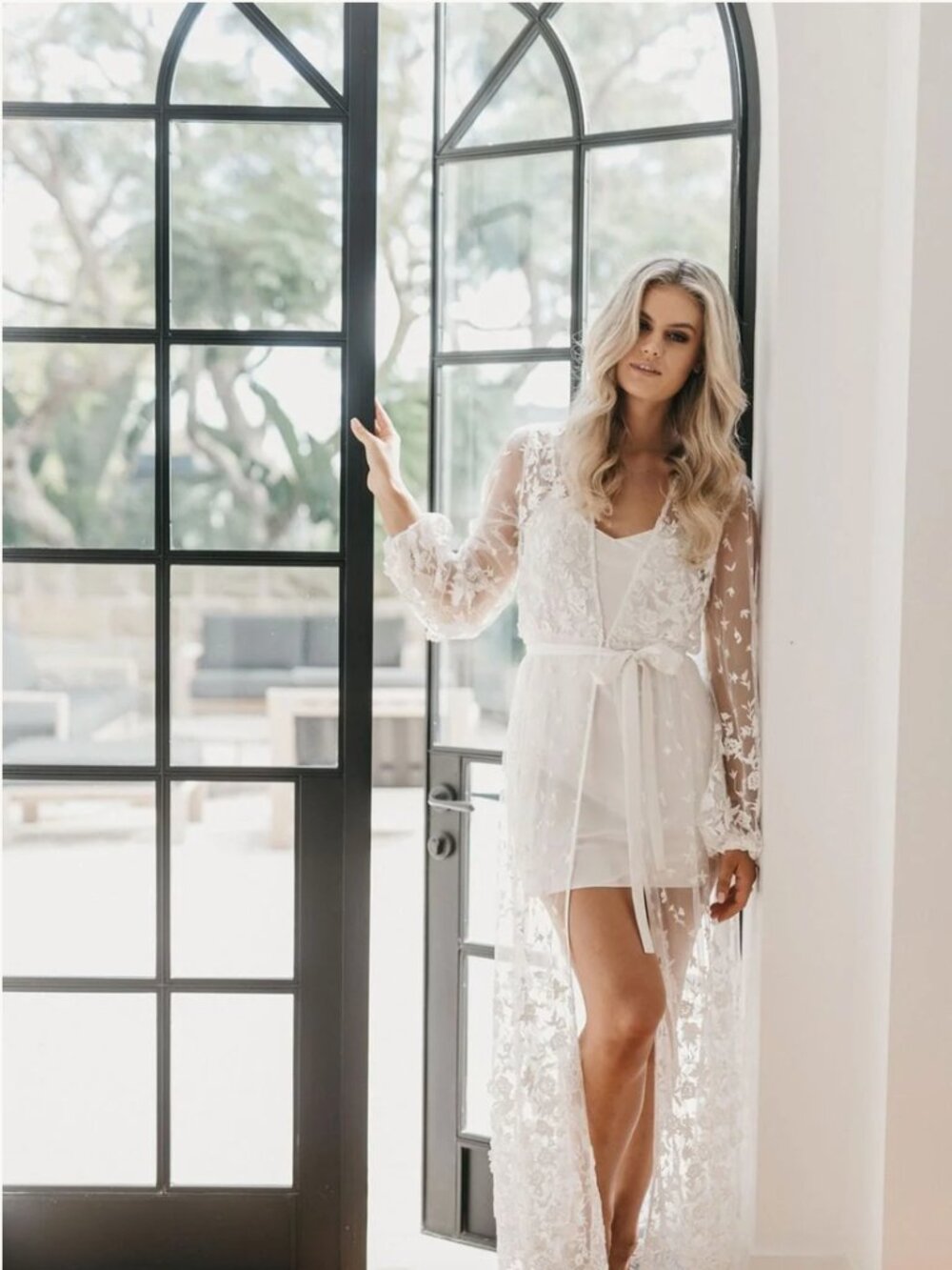 Le Rose Adele Lace Maxi Bridal Robe (slip and belt included)